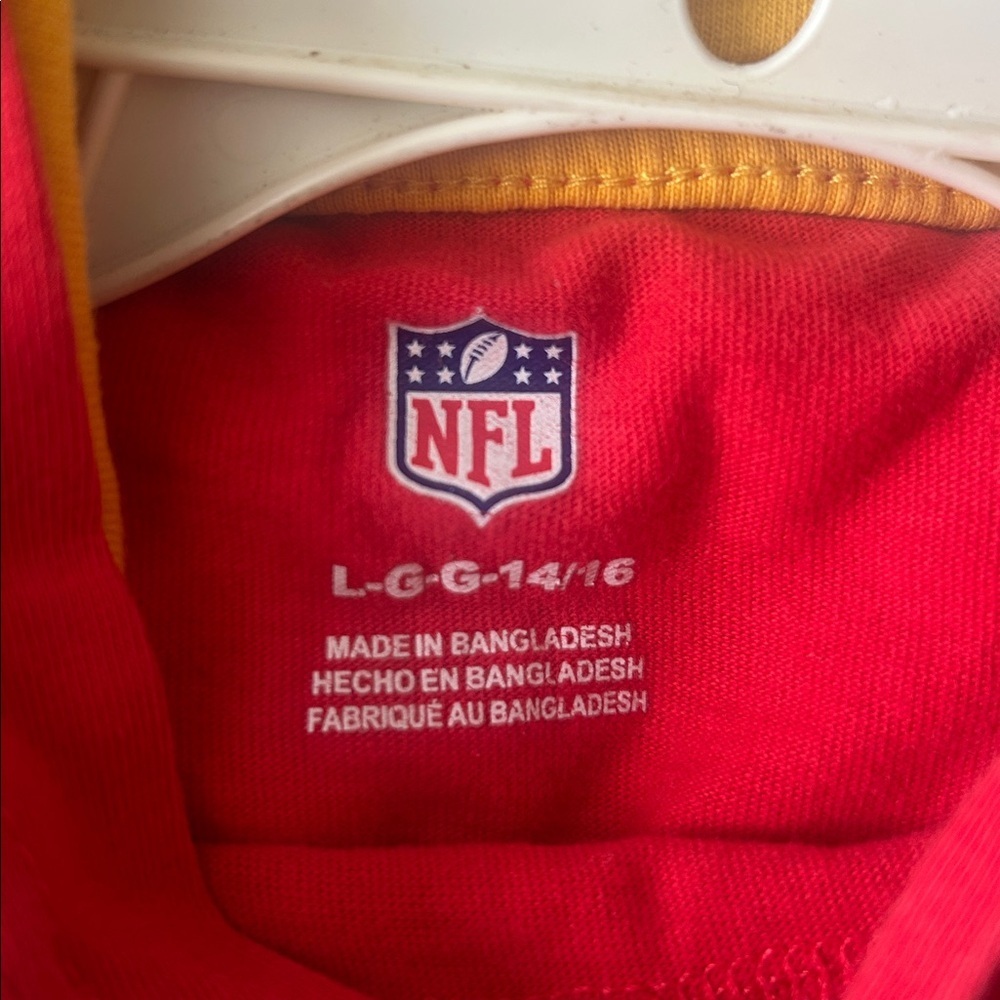 NFL Kansas City Chiefs long sleeve hooded color block shirt EUC size large 14/16 - Picture 4 of 4